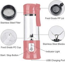 Load image into Gallery viewer, Portable Blender for Smoothies &amp; Shakes -13oz Cordless Personal Small Blender, USB-C Rechargeable &amp; Self Cleaning - Mini Travel Blender with Stainless Steel Serrated 6 Blade
