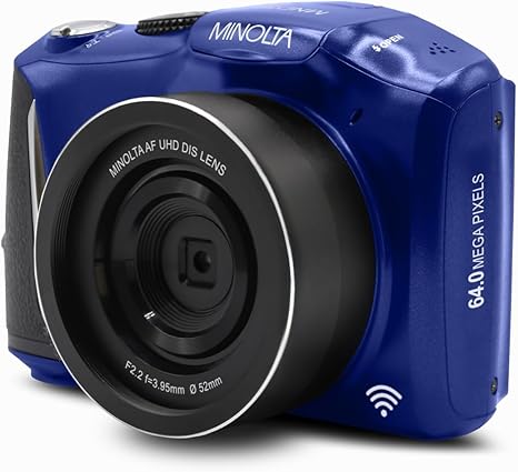 Minolta 64 Mega Pixels Digital Camera with 4K Video 60 FPS & WiFi, Blue