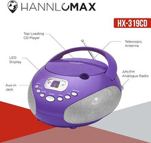 Load image into Gallery viewer, HANNLOMAX HX-319CD Portable CD Boombox, AM/FM Radio, LED Display, Aux-in Jack, AC/DC Dual Power Source. (Purple)
