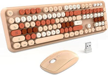 Load image into Gallery viewer, FOPETT Keyboard and Mouse Sets Wireless,Reliable 2.4 GHz Connectivity for PC,Laptop,Smart TV and More (Milk Tea Color)
