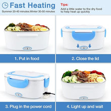 Load image into Gallery viewer, FVW Electric Lunch Box Food Warmer 2 in 1, Portable Food Heater for Car and Home - Leak proof, Lunch Heating Microwave for Truckers with Removable Stainless Steel Container 1.5 L, 110V/12V
