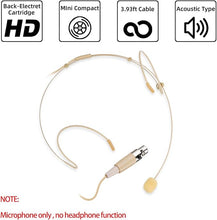 Load image into Gallery viewer, Microphone Headset Discreet Headworn Earset Over Ear Hanging Mic Compatible with Shure Wireless System Bodypack Transmitter, Ideal for Lectures, Live Performance, Theater, Podcasts – Beige
