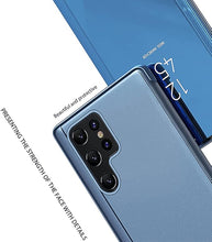 Load image into Gallery viewer, CCSamll Mirror Case for Samsung Galaxy S23 Ultra (NOT S23) Support Wireless Charging, Smart Clear View Cover Ultra Thin with Kickstand Flip Phone Case for Samsung Galaxy S23 Ultra 5G QH Black
