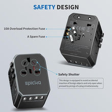 Load image into Gallery viewer, EPICKA Universal Travel Adapter, International Power Plug Adapter with 3 USB-C and 2 USB-A Ports, All-in-One Worldwide Wall Charger for USA EU UK AUS (TA-105C, Black)
