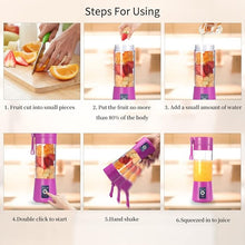 Load image into Gallery viewer, Portable Blender Cup,Electric USB Juicer Blender,Mini Blender Portable Blender For Shakes and Smoothies, juice,380ml, Six Blades Great for Mixing,purple
