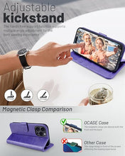 Load image into Gallery viewer, OCASE Compatible with iPhone 16 Pro Wallet Case, PU Leather Flip Folio Case with Card Holders RFID Blocking Kickstand [Shockproof TPU Inner Shell] Phone Cover 6.3 Inch 2024, Purple
