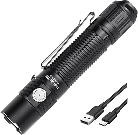 ThruNite TN12 V6 Tactical LED Flashlight, High 1950 Lumens Dual Switch, USB-C Rechargeable Flashlight Compact for EDC, Law Enforcement, and Outdoor Use (Cool White)