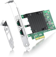 Load image into Gallery viewer, 10Gb NIC PCIe Network Card Compatible for Intel X550-T2, PCIe v3.0 x4, Dual RJ45 Port, with Intel X550-AT2 Controller, 100M/1G/10G Ethernet LAN Adapter Support Windows Server/Windows/Linux/Vmware
