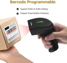 Load image into Gallery viewer, USB Wireless 1D Barcode Scanner,Symcode Handheld Laser Barcode Reader Scanner(2.4GHz Wireless &amp; USB2.0 Wired) with Receiver Storage of up to 10000 Code
