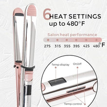 Load image into Gallery viewer, Professional Flat Iron Hair Straightener, Titanium Ionic Hair Straightening, Fast Heating Hair Tools, Pink 2 in 1 Dual Voltage Hair Straightener Curler for All Hairstyles
