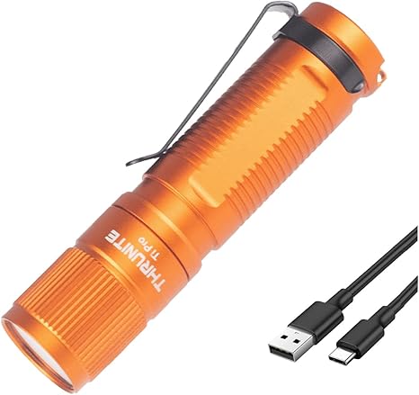 ThruNite Ti Pro Rechargeable Mini Flashlight, AA Battery Compatible, Max 1012 Lumens, Compact and Powerful for Outdoor and EDC - Orange Cool White