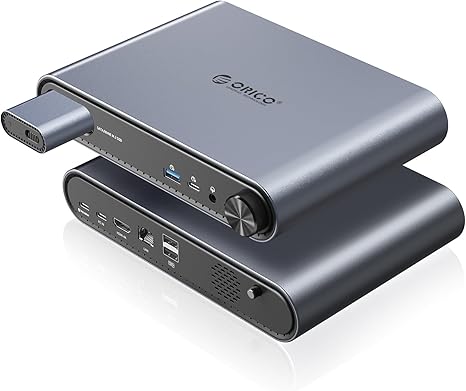 ORICO USB C Hub with M.2 SSD Enclosure, 10 in 1 USB C Docking Station Fits M.2 NVMe/SATA SSD, 10Gbps USB-A, 10Gbps USB-C, 4K@60Hz HDMI, 100W PD, Ethernet, 3.5mm Audio Jack, 2 x USB A 2.0