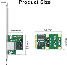 Load image into Gallery viewer, Mini PCIe 1G Gigabit Ethernet Network Card (Intel I210AT), with LED Light, 30-cm Cable Length
