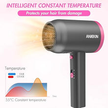 Load image into Gallery viewer, ANIEKIN Hair Dryer,Portable Ionic Blow Dryer with Diffuser for Curly Hair, 1875 Watts Blow Dryer with Nozzle for Fast Drying as Salon, Compact and Lightweight Hairdryer for Travel,Light Grey
