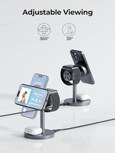 Load image into Gallery viewer, MagFusion 3-in-1 Charging Station Compatible with MagSafe, Charger Stand Qi2 Certified 15W Wireless Charger, for iPhone 16/15/14/13/12, Apple Watch, AirPods(30W PD Charger Included)

