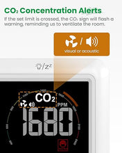 Load image into Gallery viewer, Newentor CO2 Monitor, Indoor Air Quality Meters, Carbon Dioxide Detector with Voice Alert, Large Display CO2 Tester, Temperature Humidity Sensor, Alarm Clock for Home, RV, Grow Tents, White
