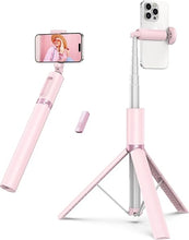 Load image into Gallery viewer, ATUMTEK 55&quot; Selfie Stick Tripod, All-in-one Extendable Aluminum Phone Tripod with Rechargeable Bluetooth Remote for iPhone, Samsung, Google, LG, Sony and More, Fitting 4.7-7 inch Smartphones, Pink
