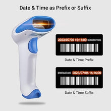 Load image into Gallery viewer, Tera Barcode Scanner Wireless 1D 2D QR with Stand: Battery Level Indicator 3 in 1 Works with Bluetooth 2.4G Wireless USB Wired Handheld Bar Code Reader with Vibration Alert HW0002 White
