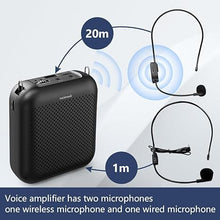 Load image into Gallery viewer, Norwii Voice Amplifier Wireless Microphone , 4000mAh Portable Rechargeable Bluetooth Mini Personal Speaker with 2 Headset Microphones for Teachers, Classroom, Meetings and Tour, Black
