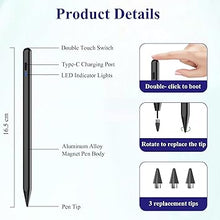 Load image into Gallery viewer, Stylus Pen for Android, CMARS POM Tip Magnetic Phone Pen, Fine Point Stylus Pens for Touch Screens, Tablet Pen for Samsung/Huawei/Lenovo/Vivo and Other Android Smartphone and Tablet Devices (Black)
