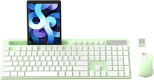 Load image into Gallery viewer, Wireless Keyboard and Mouse Combo, MARVO 2.4G Ergonomic Wireless Computer Keyboard with Phone Tablet Holder, Silent Mouse with 6 Button, Compatible with MacBook, Windows (Green)
