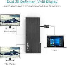 Load image into Gallery viewer, WAVLINK USB to HDMI VAG Adapter Dual Monitors,Universal Laptop Docking Station with HDMI VGA USB LAN for M1/M2 Mac, Windows, ChromeOS, Android 7.1+
