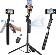 Load image into Gallery viewer, Auto Face Tracking Tripod 360° Rotation with Stand, 70.9&quot; Motion Sensor Phone Tripod Stand, No App, Gesture Control, Smart Face Body Auto Tracking Selfie Stick Tripod for Video/Live Streaming
