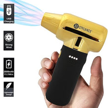 Load image into Gallery viewer, Compressed Barber Air Duster,110000RPM Portable Hand Held Mini Fan, for Cooling, Cleaning,Salon,Home, Type-C Charging, Gold
