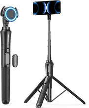 Load image into Gallery viewer, UBeesize 72'' Magnetic Tripod for iPhone with Remote, Extendable Cell Phone Tripod Stand, Compatible with MagSafe, Selfie Stick Tripod for iPhone 15 14 13 12 11 Series and Android Phones
