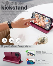 Load image into Gallery viewer, OCASE Compatible with iPhone 16 Wallet Case, PU Leather Flip Folio Case with Card Holders RFID Blocking Kickstand [Shockproof TPU Inner Shell] Phone Cover 6.1 Inch 2024, Burgundy
