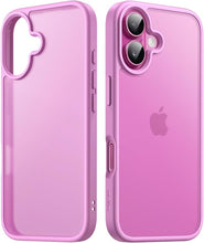 Load image into Gallery viewer, JETech Matte Case for iPhone 16 6.1-Inch, Shockproof Military Grade Drop Protection, Frosted Translucent Back Phone Cover, Anti-Fingerprint (Pink Back)
