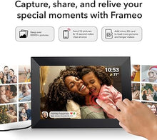 Load image into Gallery viewer, Frameo 10.1 Inch WiFi Digital Picture Frame with 1280 * 800P IPS Touch Screen HD Disply,Video Clips and Slide Show,Auto-Rotate, Wall Mountable,Send Photos Instantly from Anywhere with via Frameo APP
