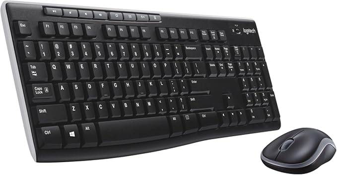 Logitech MK270 Wireless Keyboard And Mouse Combo For Windows, 2.4 GHz Wireless, Compact Mouse, 8 Multimedia And Shortcut Keys, For PC, Laptop - Black