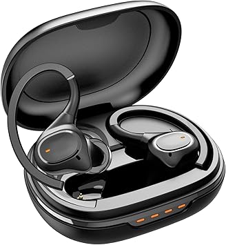 Wireless Earbuds with Earhooks for Small Ears, Deep Bass Stereo Wireless Earphones with Mic, IPX7 Waterproof, Noise Isolation, 3EQ Sound Settings, Wireless Headphones for Sport Workout