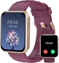 Load image into Gallery viewer, RUIMEN Smart Watches for Women Men (Answer/Make Calls) Compatible with iPhone/Android Phones, 1.85&quot; HD Screen Fitness Tracker Heart Rate Monitor 100+ Sports Tracker Watch Waterproof (Purple)
