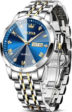 Load image into Gallery viewer, OLEVS Mens Watches Large Face Watch for Men Casual Stainless Steel Diamond Analog Quartz Waterproof Date Dress Men's Wrist Watch…
