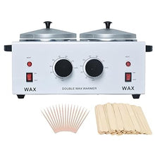 Load image into Gallery viewer, Wax Warmer Double Pot, Professional Electric Heater for Facial, Body, Spa, and Salon, 1.2L Dual Adjustable Temperature with 100 Wooden Craft Sticks, Hair Removal
