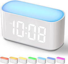 Load image into Gallery viewer, Alarm Clock for Bedrooms, Large Display Digital Clocks with 2 Alarms, 7 Color Larger Night Light, Dimmer, Adjustable Volume, Easy Snooze (White)
