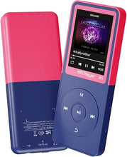 Load image into Gallery viewer, Bluetooth Mp3 Player, Classic Portable Walkman Mp3 &amp; Mp4 Players for Kids,HiFi Music Player with Video Play,FM Radio,Recording,E-Book,Alarm Clock,Mp3 Play up to 50 Hours with SD Card Slot Pink 16GB
