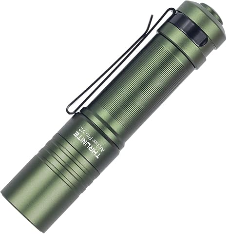 ThruNite Archer Pro V2 EDC Flashlight - 950 Lumens, USB-C Rechargeable, Tail Switch LED Penlight for Camping, Outdoor & Emergency - Cool White (Dark Green)