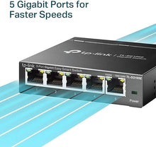 Load image into Gallery viewer, TP-Link TL-SG105E | 5 Port Gigabit Switch | Easy Smart Managed | Plug &amp; Play | Desktop/Wall-Mount | Shielded Ports | QoS, Vlan, IGMP and Link Aggregation | Ethernet Splitter | Network Hub | Black

