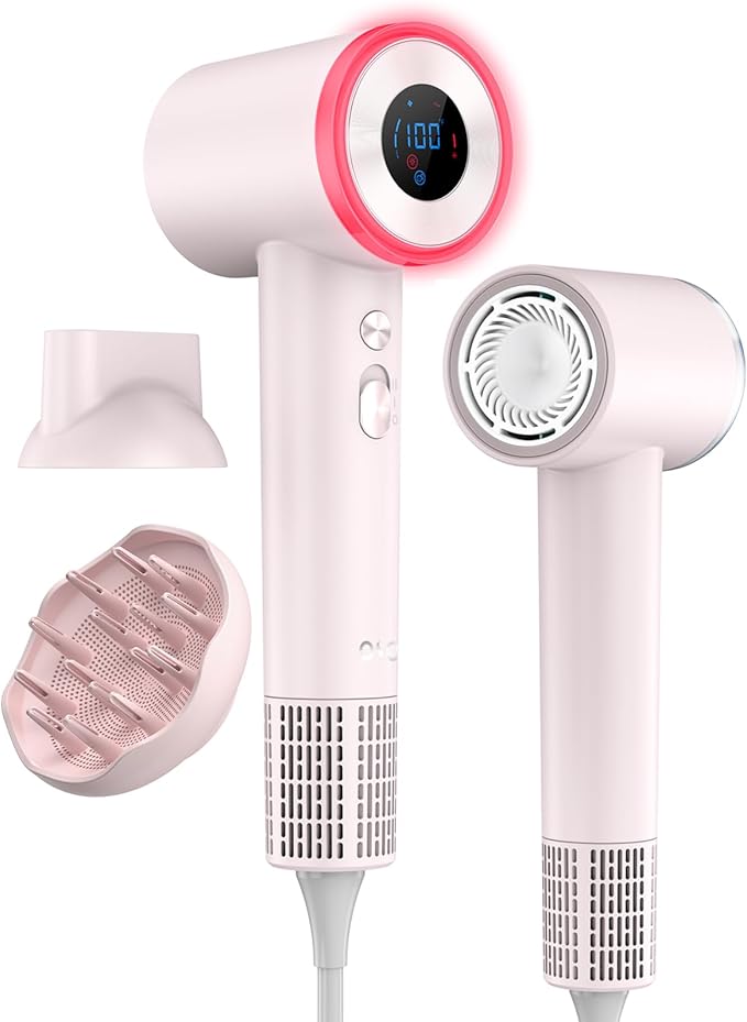 Diffuser Hair Dryer, High Speed Fast Drying Hair Dryers, Negative Ionic Professional Blow Dryer with 110000 RPM Brushless Motor, Lightweight Low Noise Thermo-Control Hairdryer, Travel with Nozzle