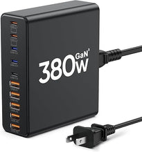 Load image into Gallery viewer, 380W USB C Charger,10-Port USB C Charging Station GaN III Fast Charging Station Hub Laptop Adapter for MacBook Pro/Air,iPad,iPhone,Dell XPS,Samsung Galaxy (Black)
