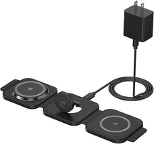 Load image into Gallery viewer, Wireless Charging Station for Apple Multiple Devices - 3 in 1 Foldable Magnetic Wireless Charger - Travel Charging Pad for iPhone 16 15 14 13 12 Pro Max Plus Watch &amp; AirPods (Black)
