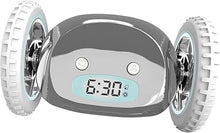 Load image into Gallery viewer, CLOCKY Extra Super Loud Alarm Clock for Heavy Sleepers Adults Kids Teens Bedroom, Move Jump Roll Run Away Easy to Set Smart Digital Mirror Alarm Clock on Wheels -Funny Gag Gift (Chrome)
