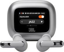 Load image into Gallery viewer, JBL Live Beam 3 - True wireless noise-cancelling closed-stick earbuds, 48Hrs total playback, Wireless Charging, 6 Mics for perfect calls, Multi-point connection, IP55 waterproof and dustproof (Silver)
