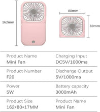 Load image into Gallery viewer, Portable Neck Fan Mini Quiet Handheld Personal Foldable USB Rechargeable Fan Operated for Home Office Outdoor Travel, 3000mAh Power Bank Hands Free Necklace Fans (Black)
