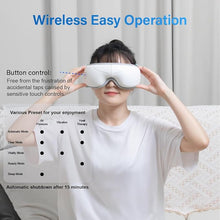 Load image into Gallery viewer, Hot Compress Massage Eye Mask, Lightweight Bluetooth Music Wireless Eye Massager with Heat and Vibration, Airbag Kneading for Strain Relief
