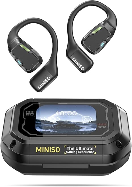 MINISO M98 Open Ear Headphone Earbuds Open Ear Bluetooth 5.4 Headphones with LED Display Screen OWS Earphones Wireless Earbuds with Earhooks Bluetooth Earbuds for Running,Driving,Working(NO AI)