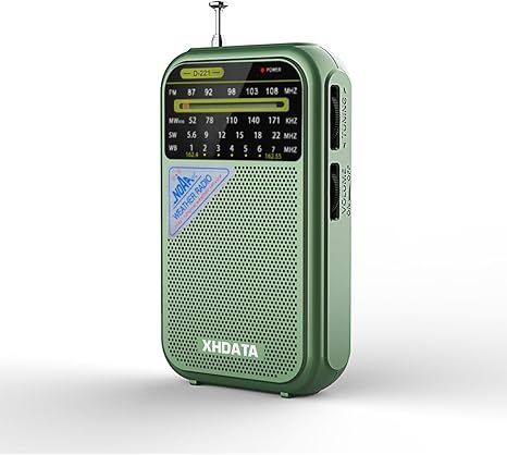 D221 NOAA Weather Radio Portable AM FM Shortwave Radio Receiver, 2 AA Battery Operated, Transistor Radio with Excellent Reception for Emergency, Hurricane, Gift, Walking and Home (Green)